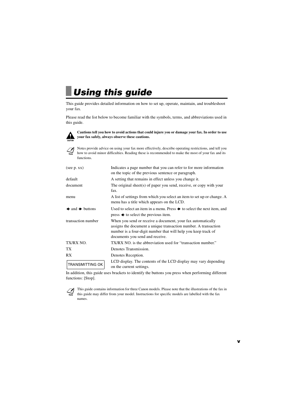 Using this guide | Canon B820 User Manual | Page 5 / 110
