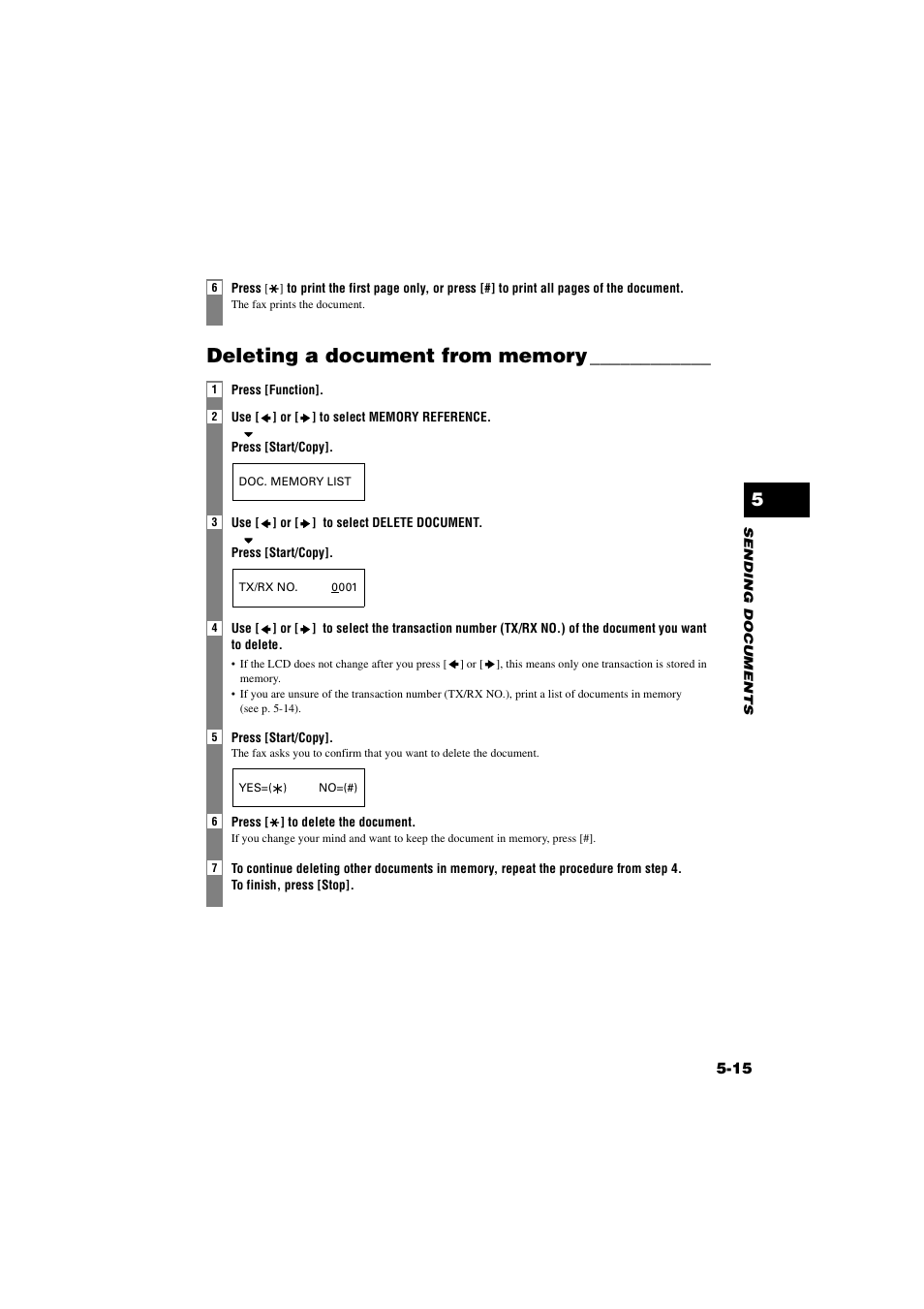 Deleting a document from memory, Deleting a document from memory -15 | Canon B820 User Manual | Page 53 / 110