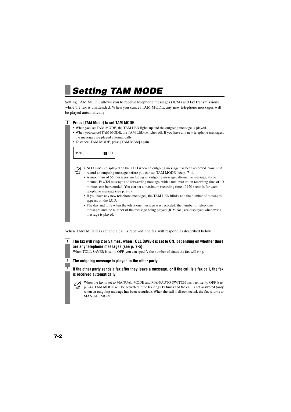 Setting tam mode, Setting tam mode -2 | Canon B820 User Manual | Page 64 / 110