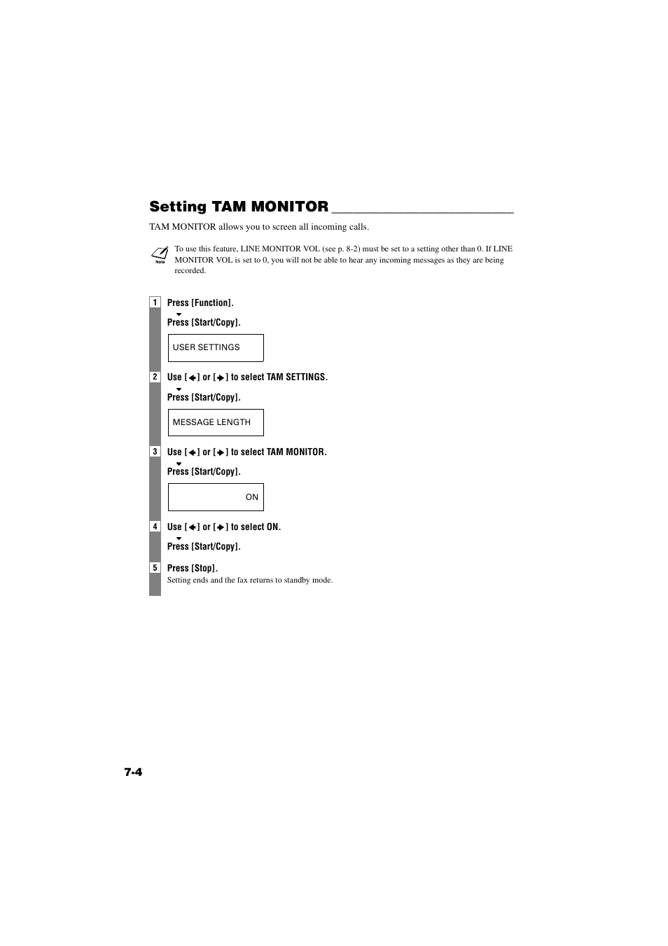 Setting tam monitor, Setting tam monitor -4 | Canon B820 User Manual | Page 66 / 110