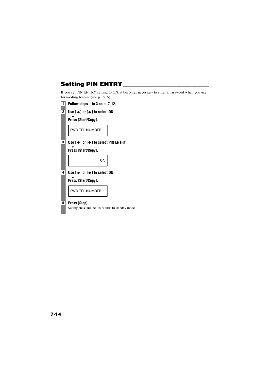 Setting pin entry, Setting pin entry -14 | Canon B820 User Manual | Page 76 / 110