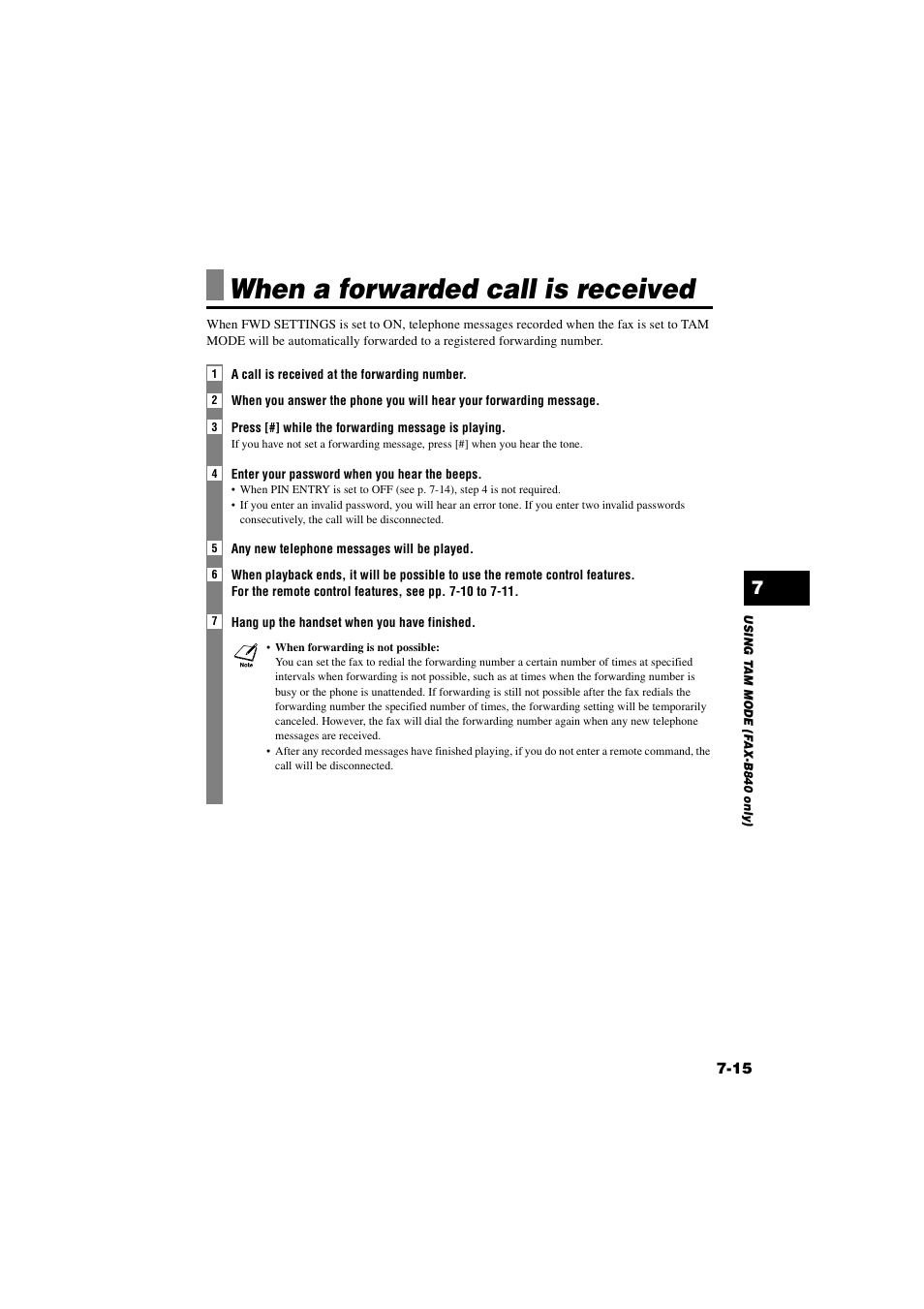 When a forwarded call is received, When a forwarded call is, Received -15 | Canon B820 User Manual | Page 77 / 110