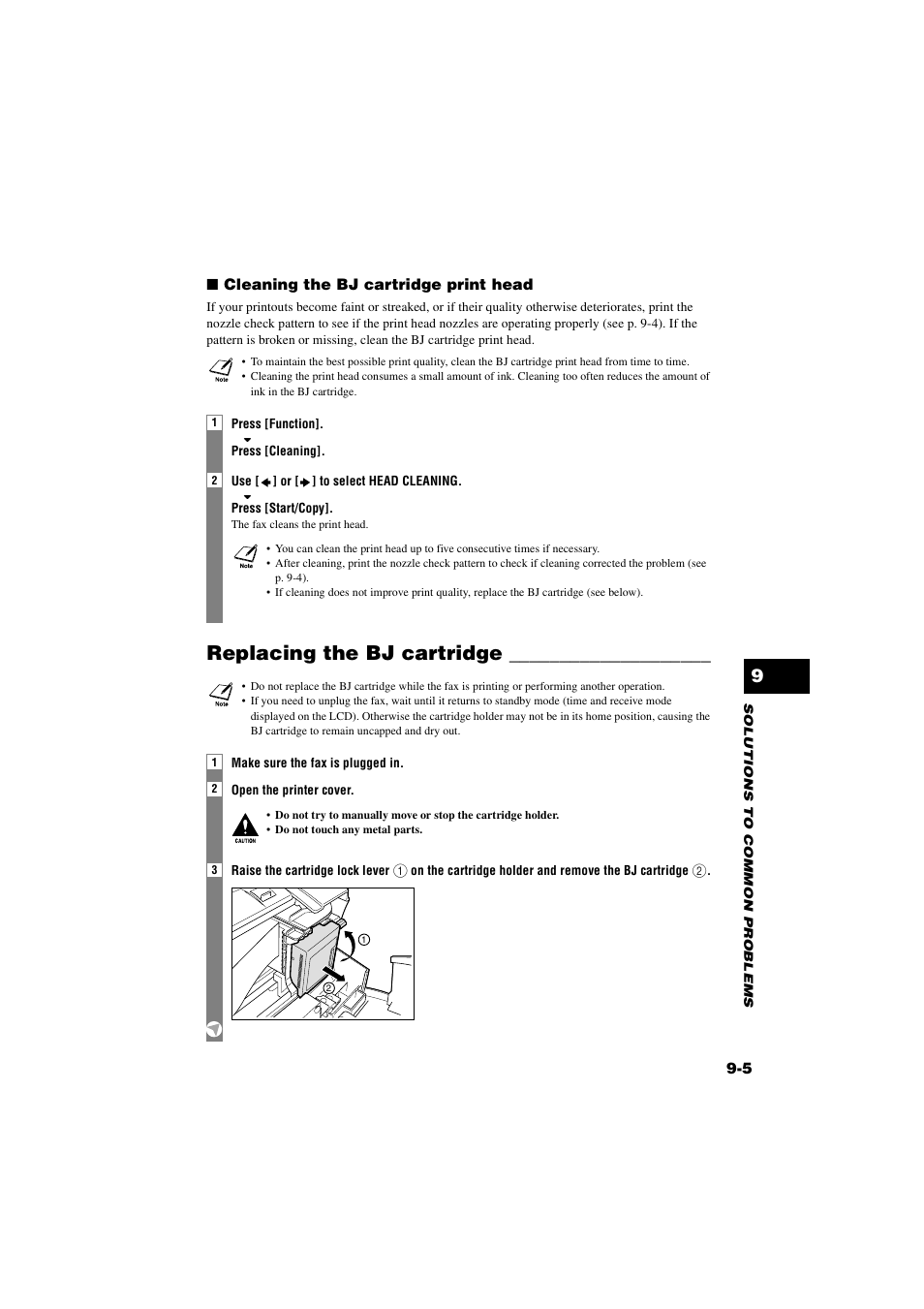 Replacing the bj cartridge, Replacing the bj cartridge -5 | Canon B820 User Manual | Page 90 / 110