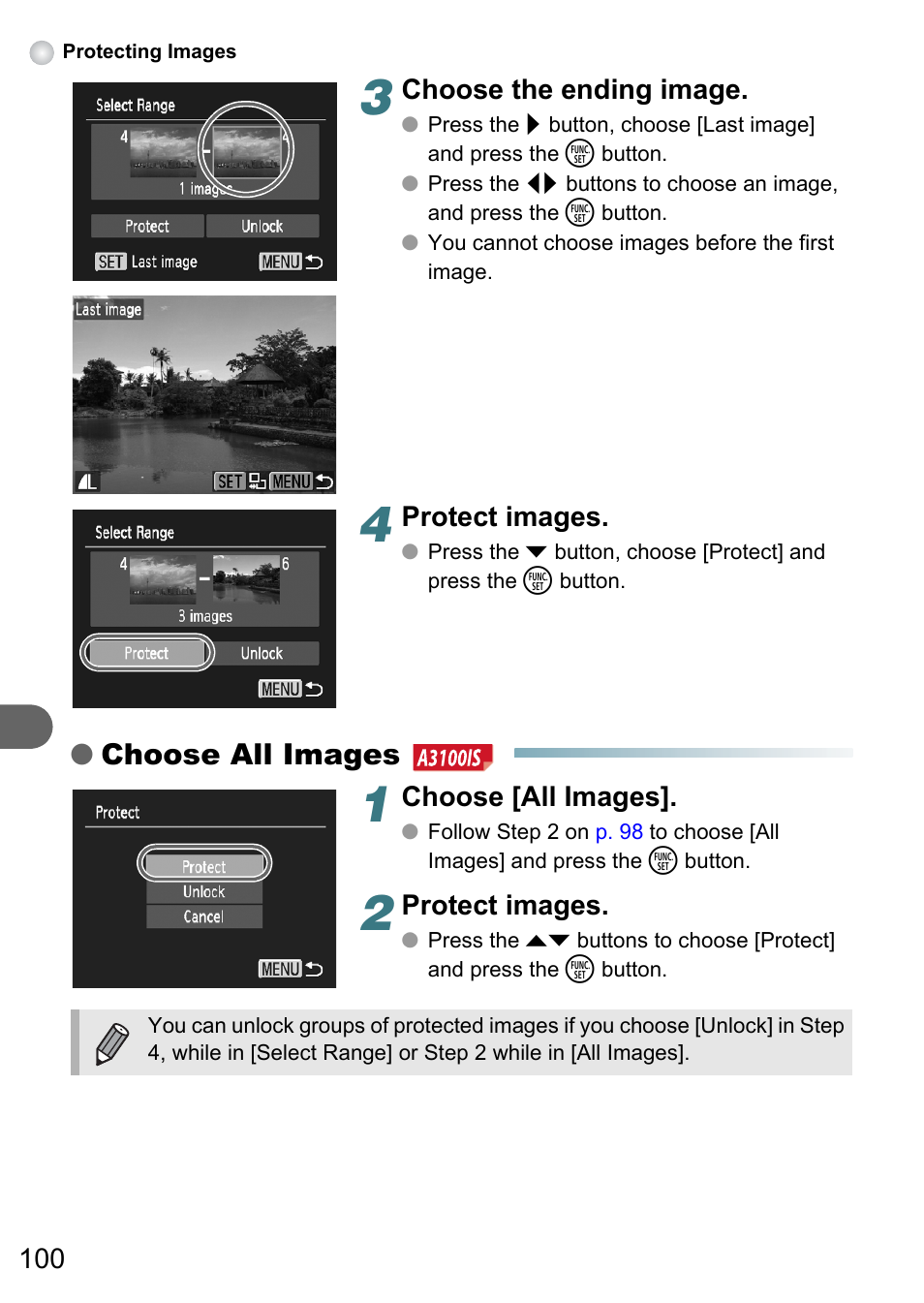 Choose all images | Canon A3150 IS User Manual | Page 100 / 147