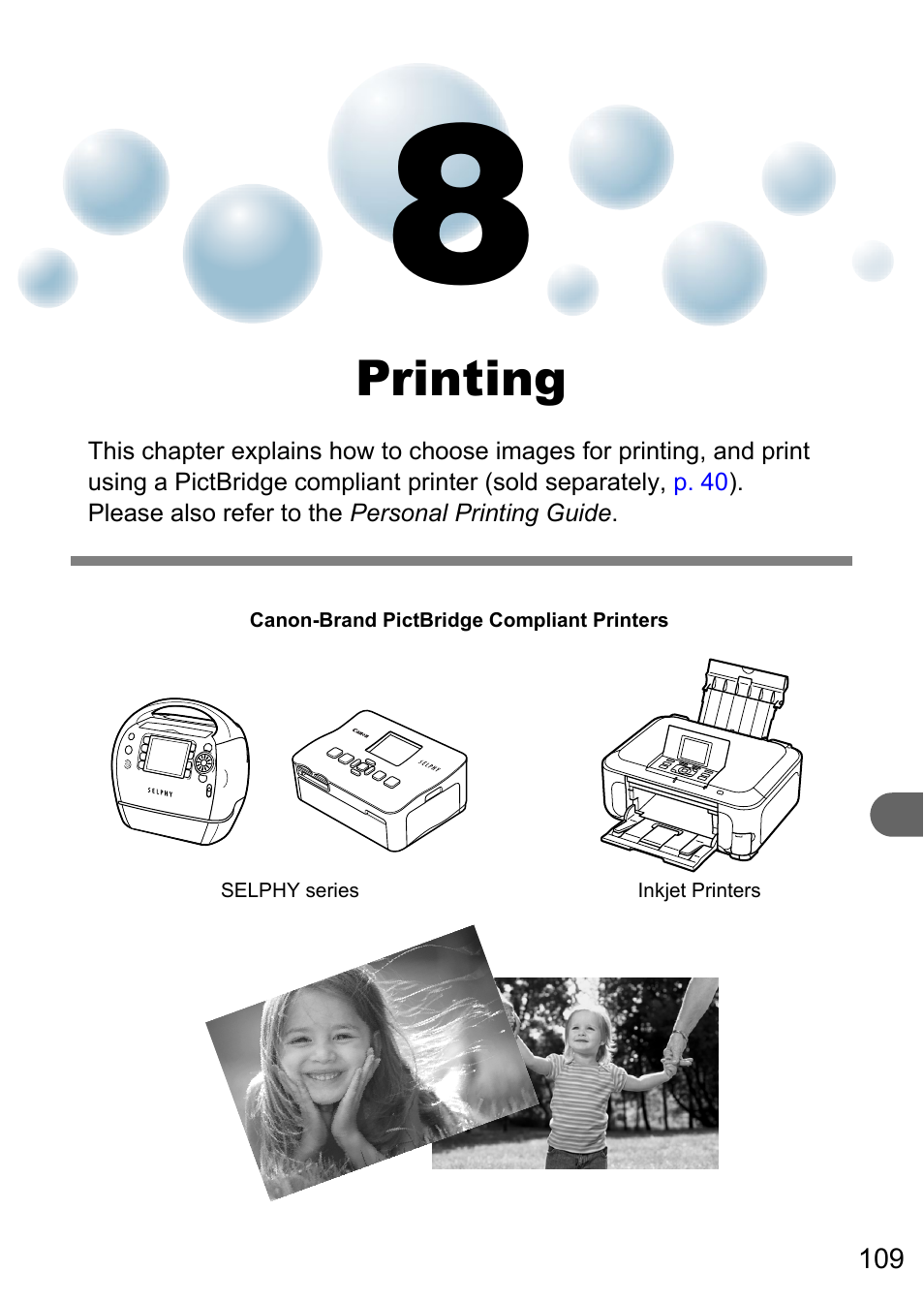 8 printing, Printing | Canon A3150 IS User Manual | Page 109 / 147