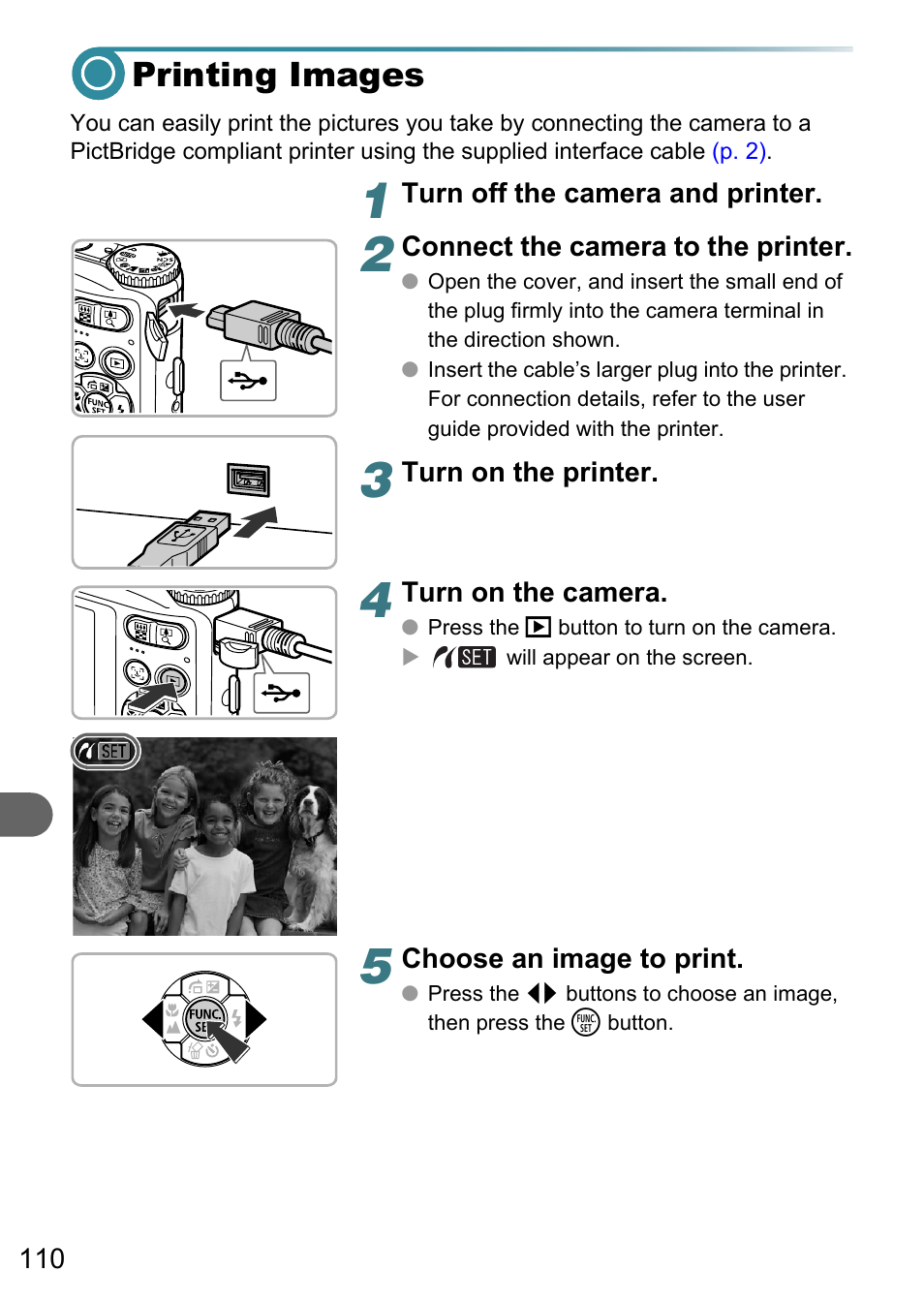 Printing images, Nt printer, P. 110) | Canon A3150 IS User Manual | Page 110 / 147