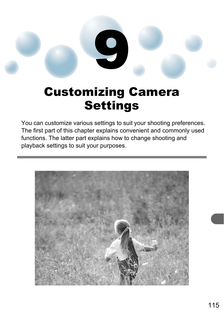 9 customizing camera settings, Customizing camera settings | Canon A3150 IS User Manual | Page 115 / 147