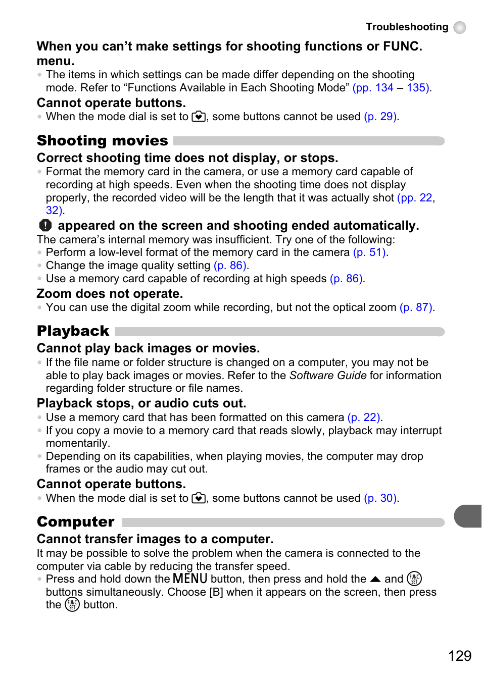 Shooting movies, Playback, Computer | Canon A3150 IS User Manual | Page 129 / 147