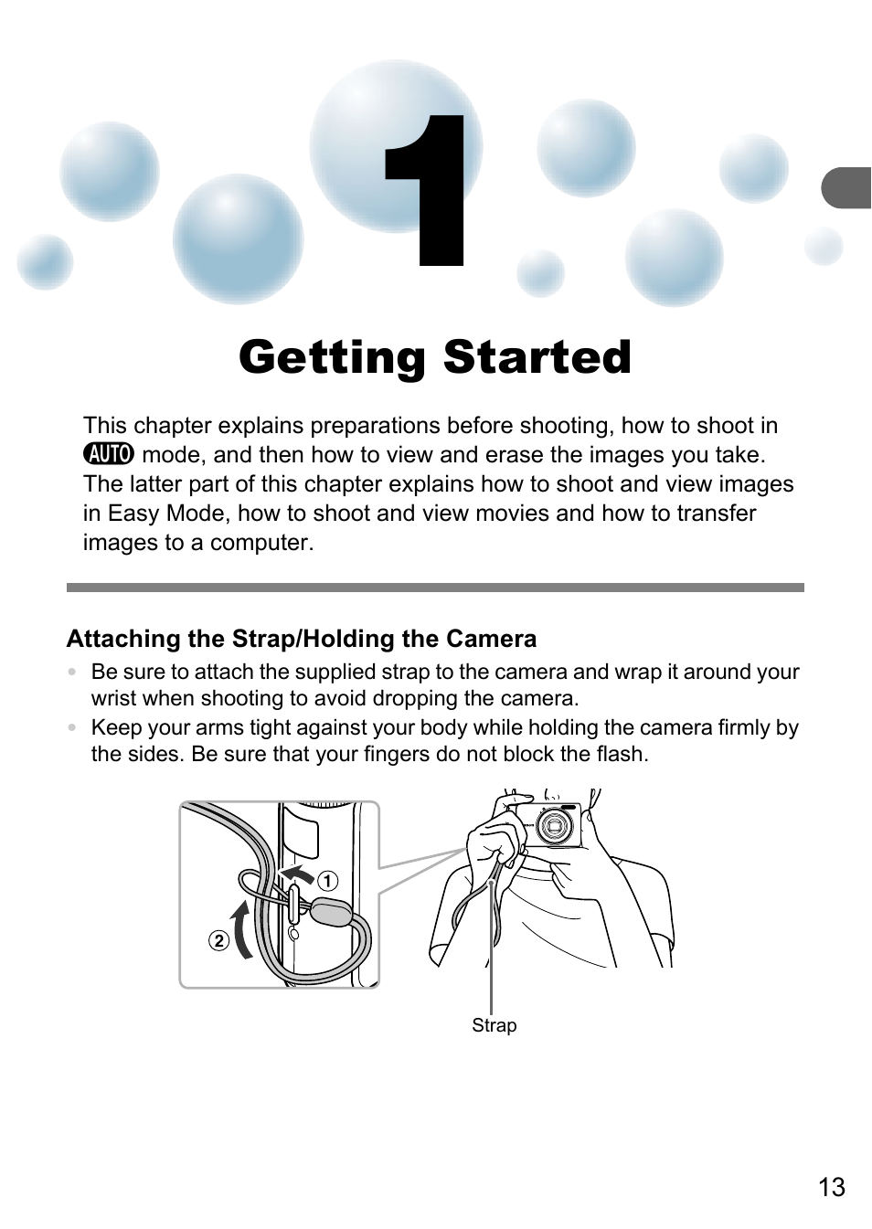 1 getting started, Getting started | Canon A3150 IS User Manual | Page 13 / 147