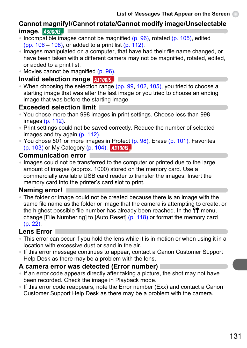 Canon A3150 IS User Manual | Page 131 / 147