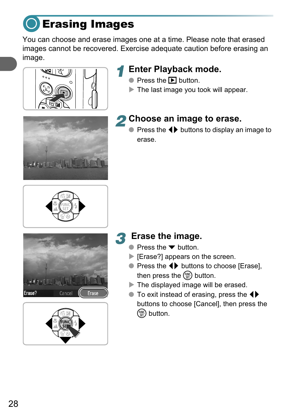 Erasing images | Canon A3150 IS User Manual | Page 28 / 147