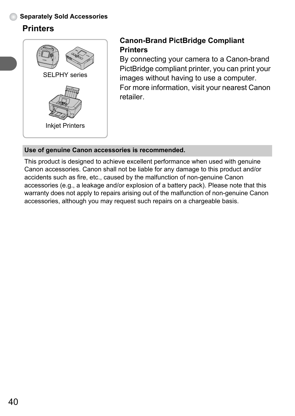 Printers | Canon A3150 IS User Manual | Page 40 / 147