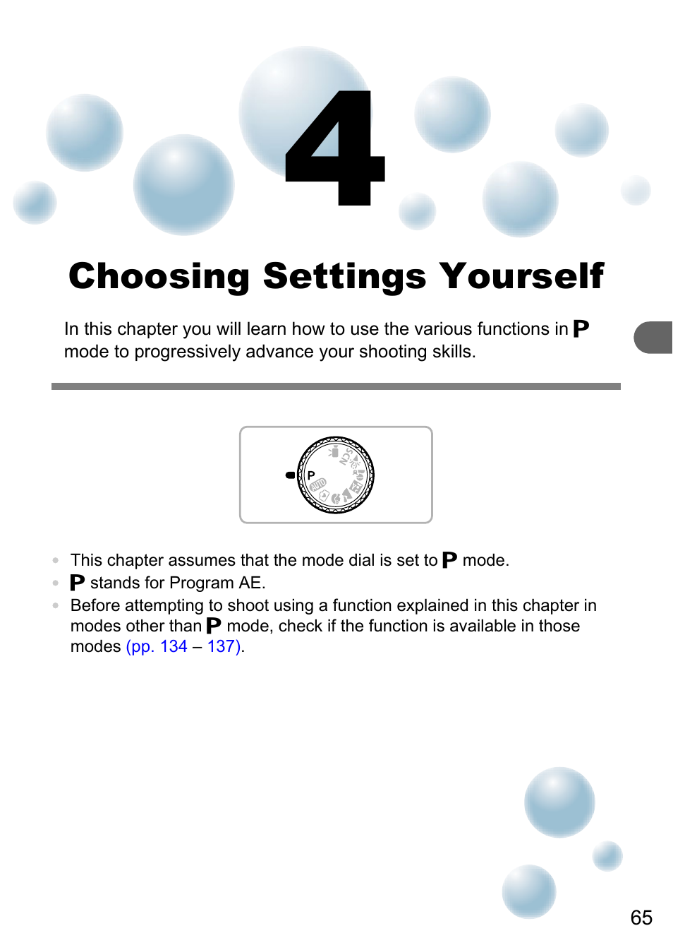 4 choosing settings yourself, Choosing settings yourself | Canon A3150 IS User Manual | Page 65 / 147