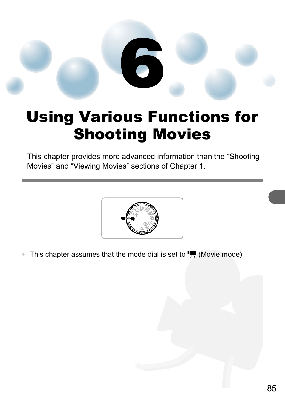 6 using various functions for shooting movies, Using various functions for shooting movies | Canon A3150 IS User Manual | Page 85 / 147