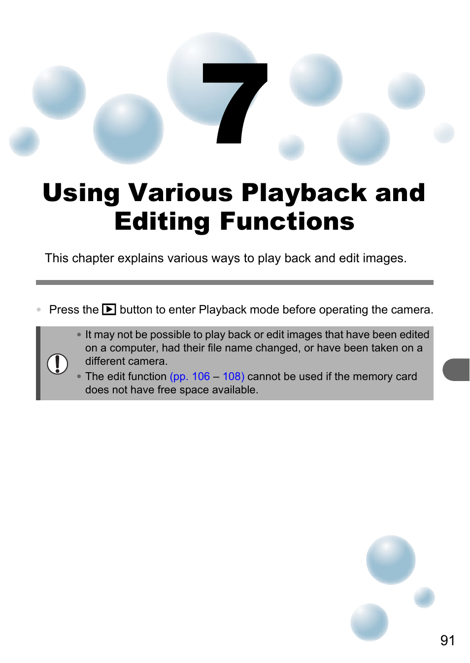 7 using various playback and editing functions, Using various playback and editing functions | Canon A3150 IS User Manual | Page 91 / 147