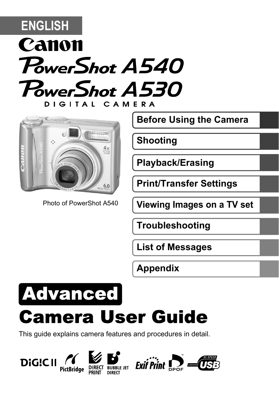 Canon A540 User Manual | 139 pages