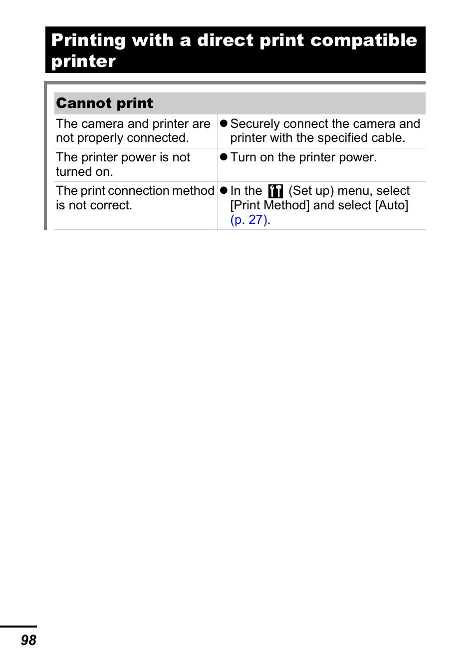 Printing with a direct print compatible printer | Canon A540 User Manual | Page 100 / 139