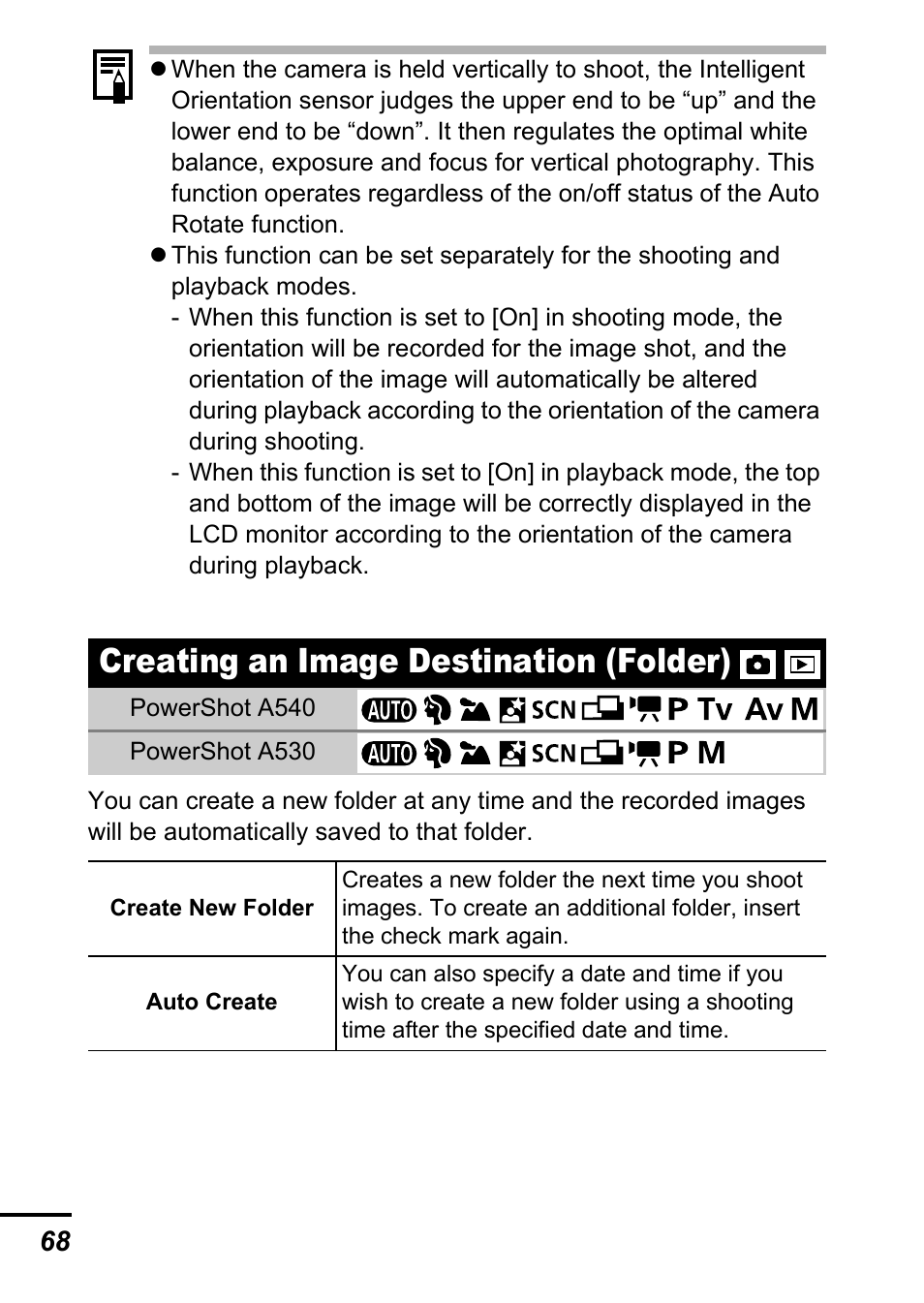 Creating an image destination (folder), P. 68) | Canon A540 User Manual | Page 70 / 139