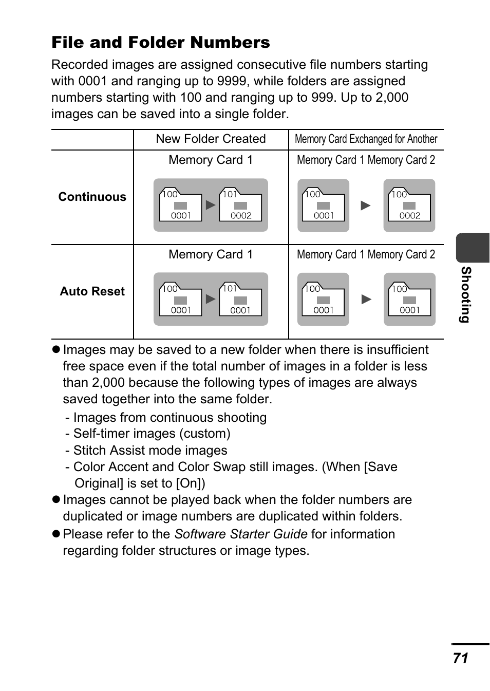 File and folder numbers | Canon A540 User Manual | Page 73 / 139