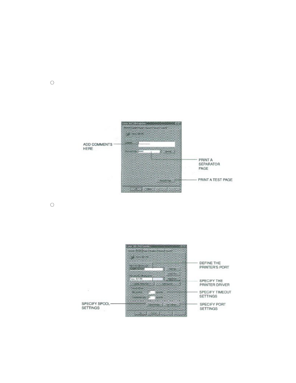 The windows tabs | Canon BJC-250 User Manual | Page 15 / 77