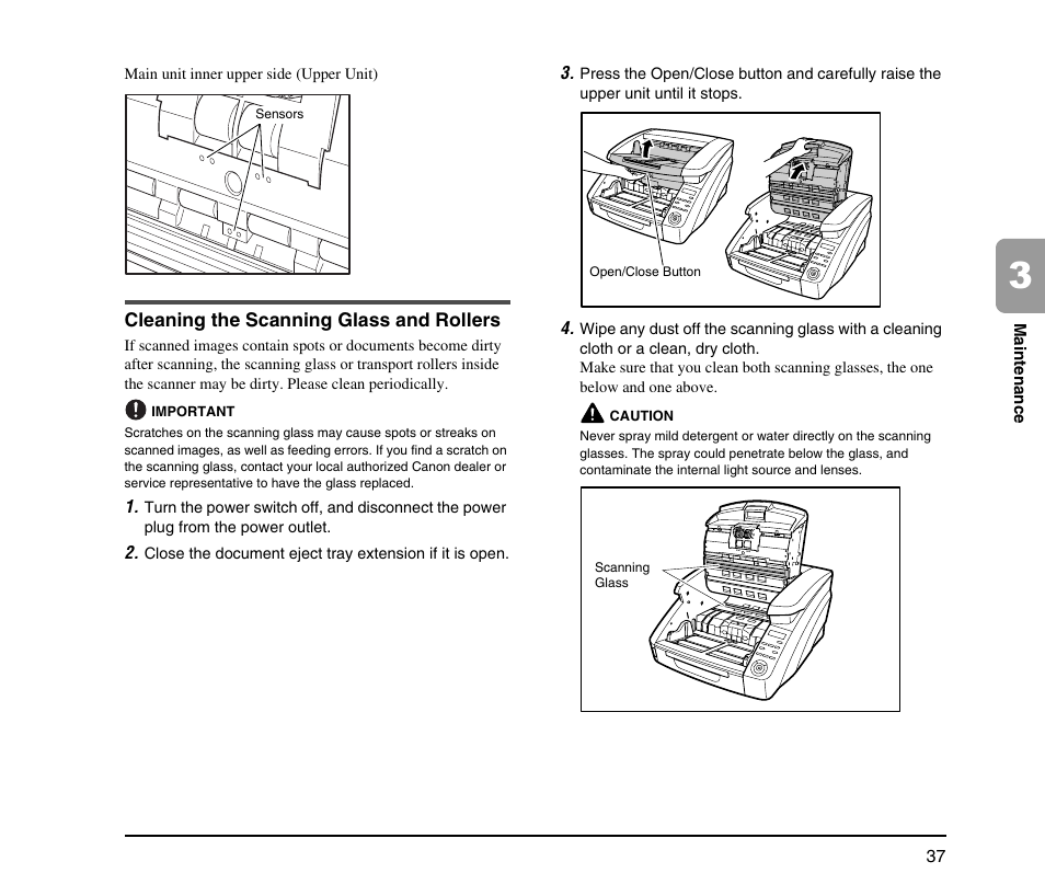 Cleaning the scanning glass and rollers | Canon IMAGE FORMULA DR-9050C User Manual | Page 45 / 68