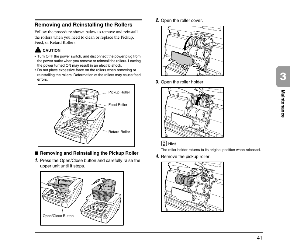 Removing and reinstalling the rollers | Canon IMAGE FORMULA DR-9050C User Manual | Page 49 / 68