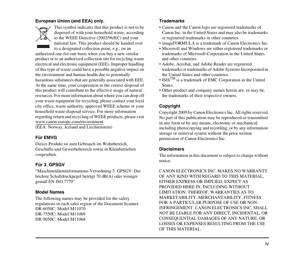 Canon IMAGE FORMULA DR-9050C User Manual | Page 5 / 68