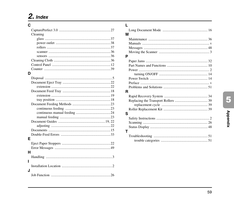 Index | Canon IMAGE FORMULA DR-9050C User Manual | Page 67 / 68