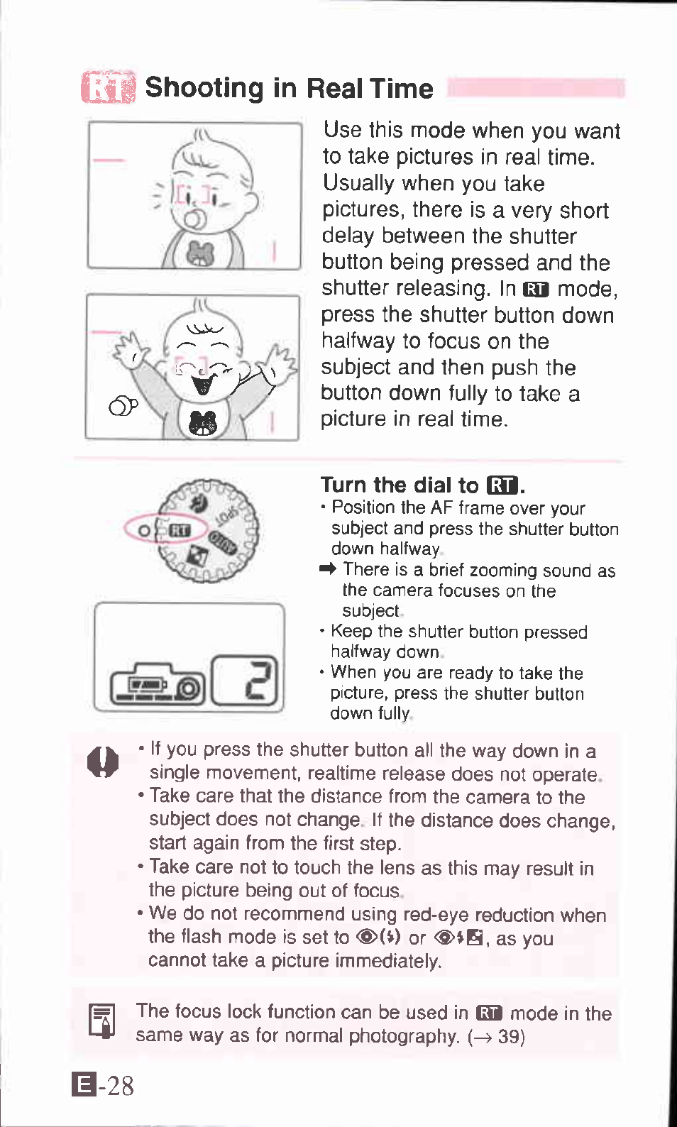 R;¥# shooting in reai time, Turn the dial to ql, Co shooting in reai time | Canon SURE SHOT 105 ZOOM S User Manual | Page 28 / 51