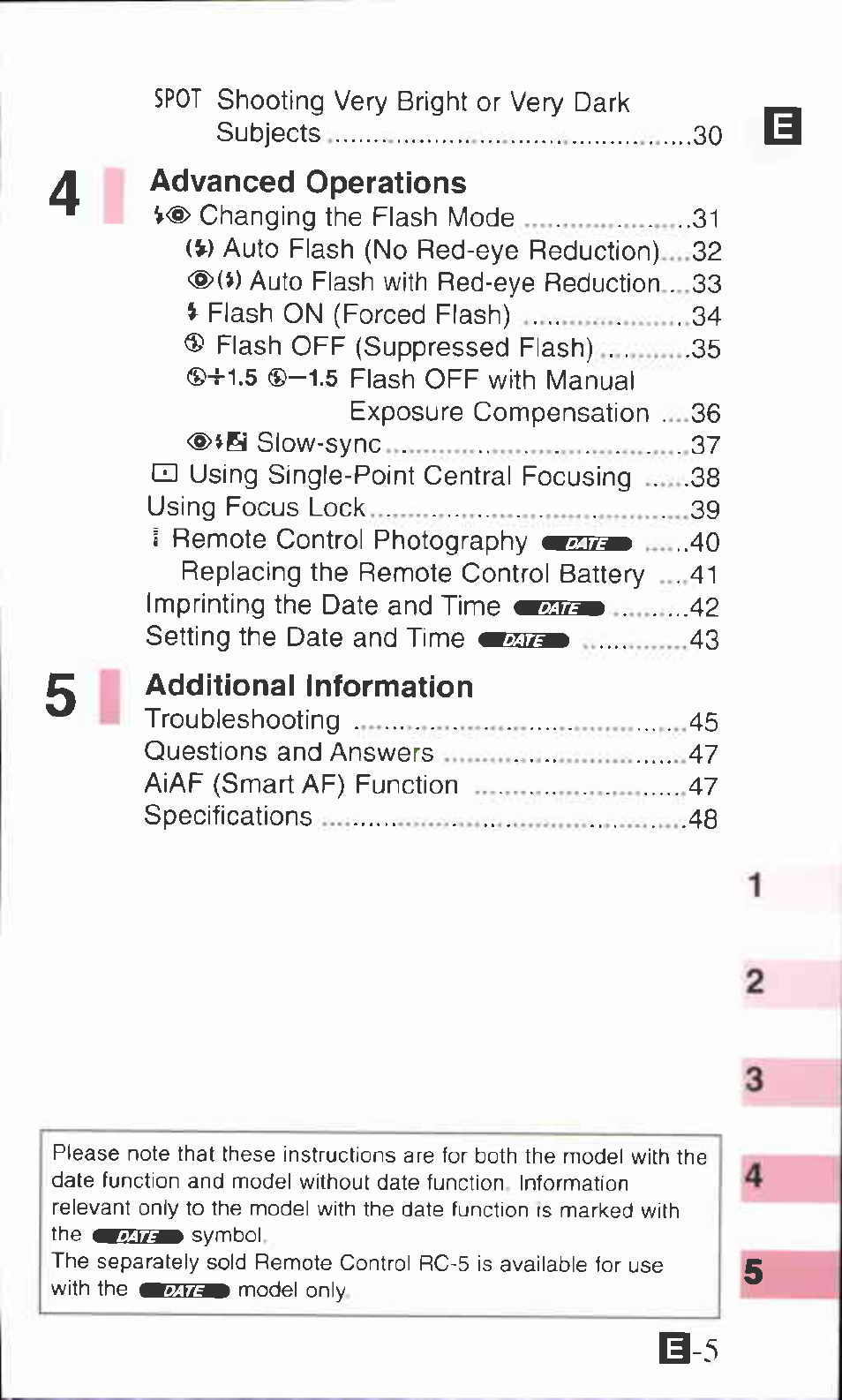 R1.5 ®—1.5, Advanced operations, Additional information | Canon SURE SHOT 105 ZOOM S User Manual | Page 5 / 51