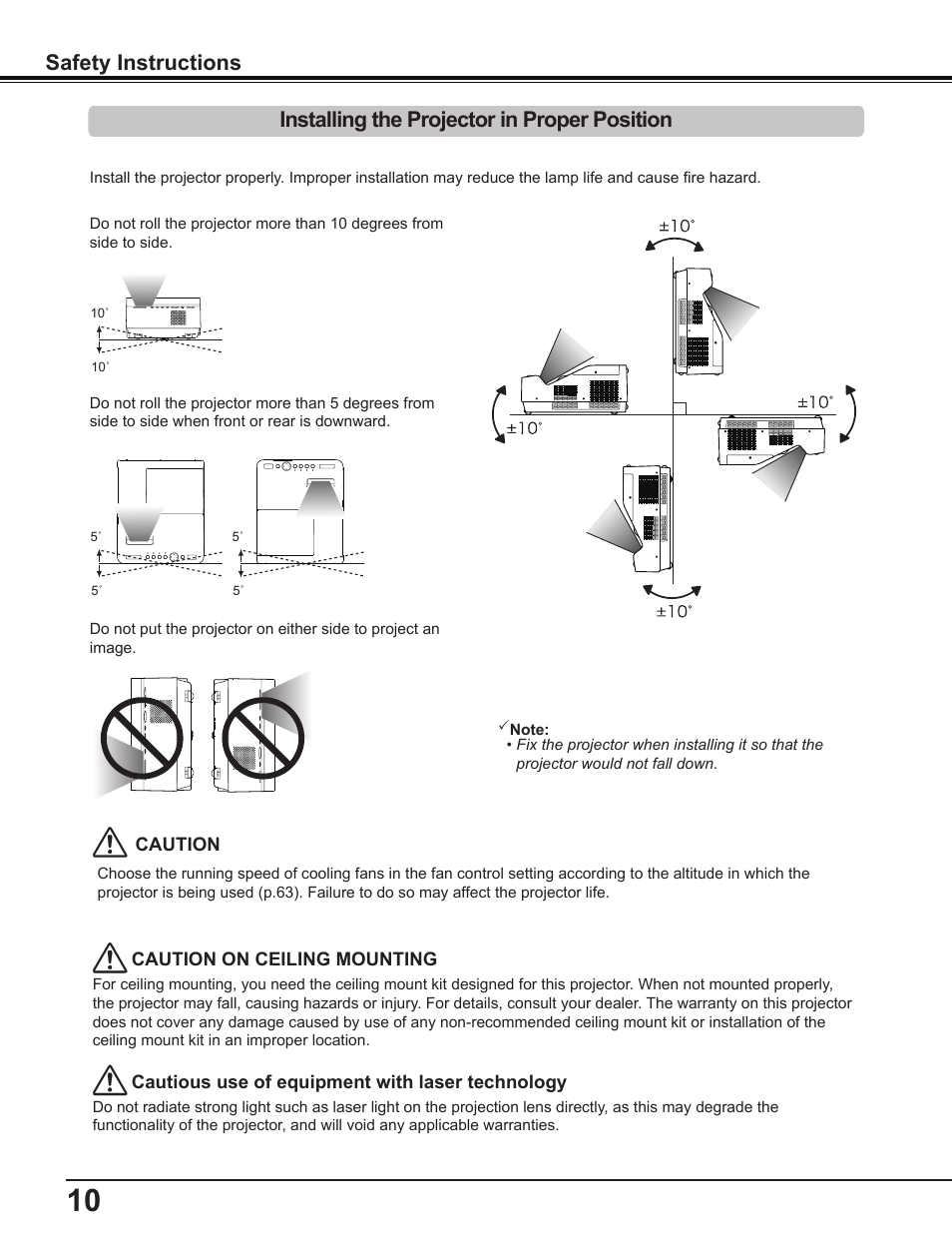 Installing the projector in proper position | Canon Multimedia Projector LV-8235 UST User Manual | Page 10 / 84