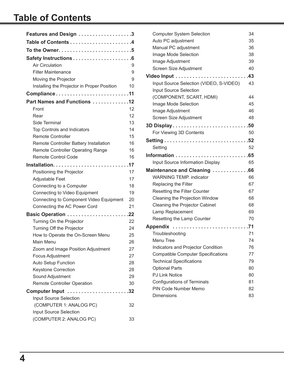 Canon Multimedia Projector LV-8235 UST User Manual | Page 4 / 84