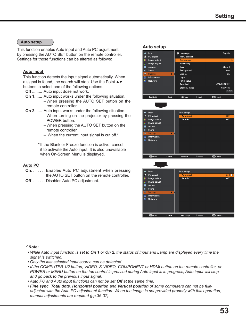 Setting | Canon Multimedia Projector LV-8235 UST User Manual | Page 53 / 84