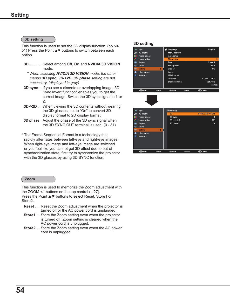 Setting | Canon Multimedia Projector LV-8235 UST User Manual | Page 54 / 84