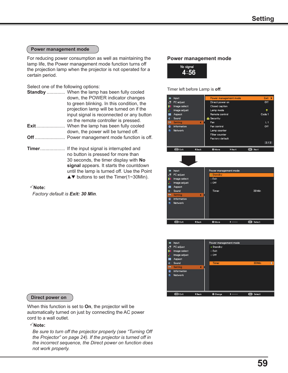 Setting | Canon Multimedia Projector LV-8235 UST User Manual | Page 59 / 84