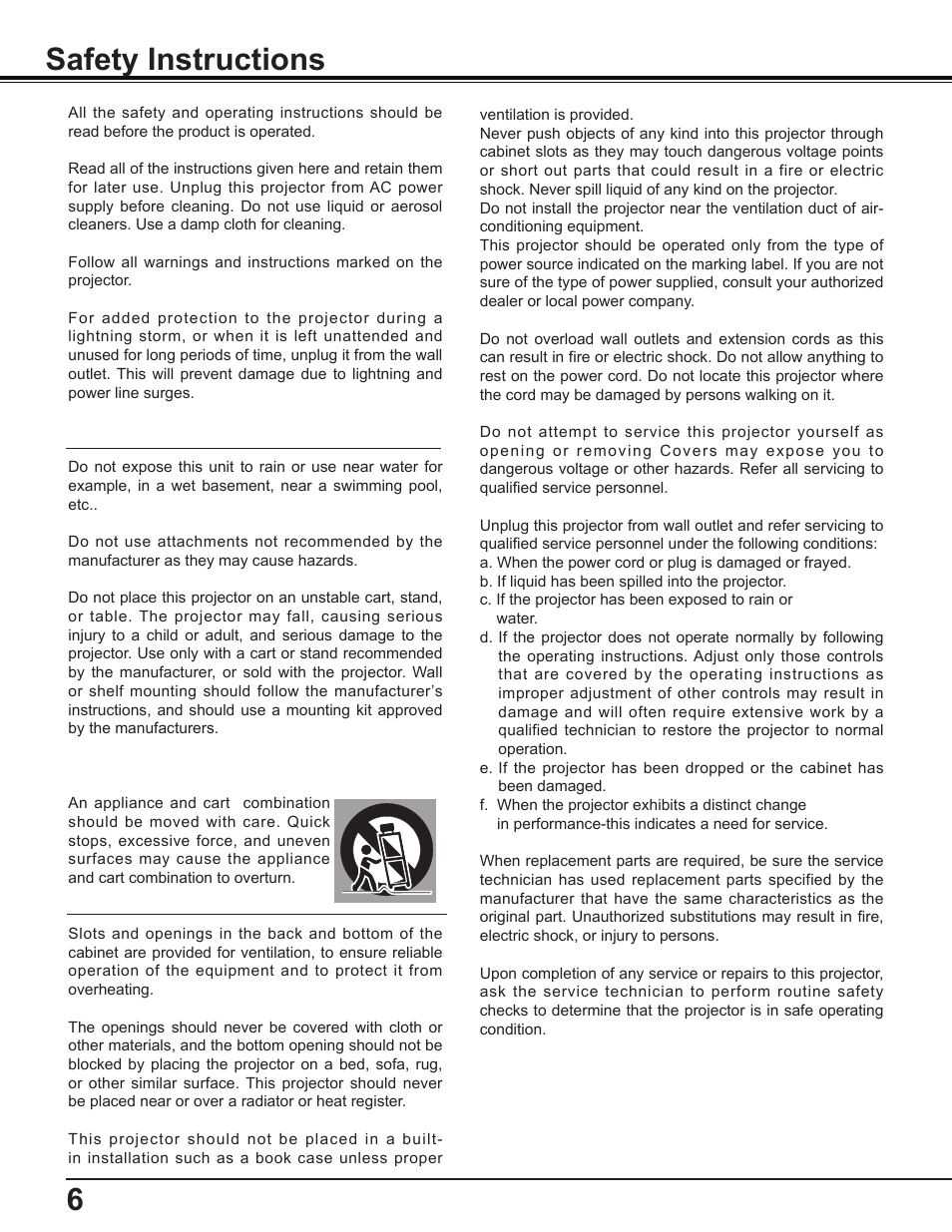 Safety instructions, 6safety instructions | Canon Multimedia Projector LV-8235 UST User Manual | Page 6 / 84