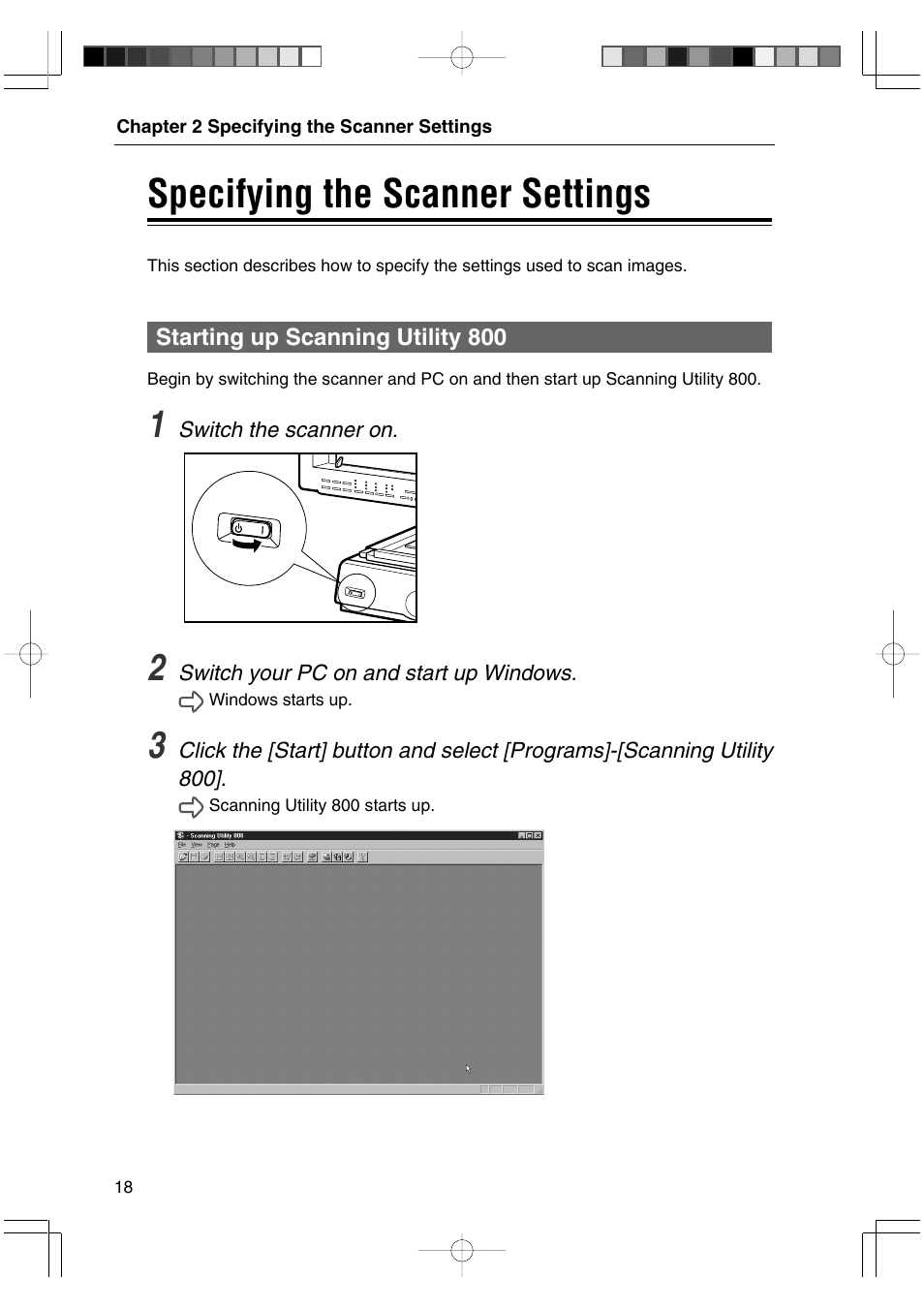 Specifying the scanner settings | Canon 800II User Manual | Page 18 / 60