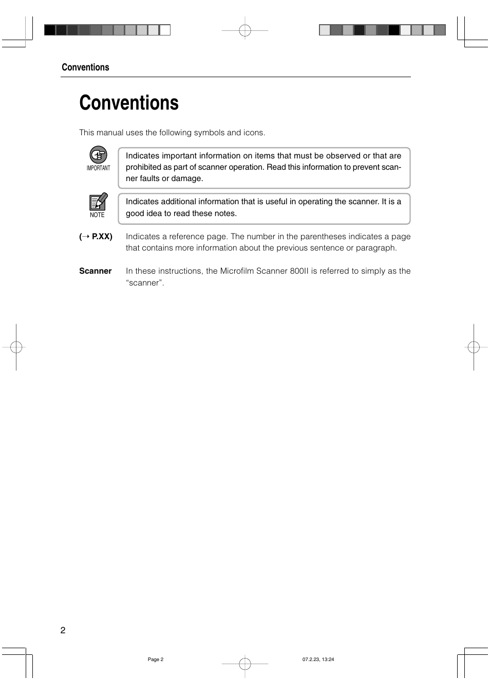 Conventions | Canon 800II User Manual | Page 2 / 60