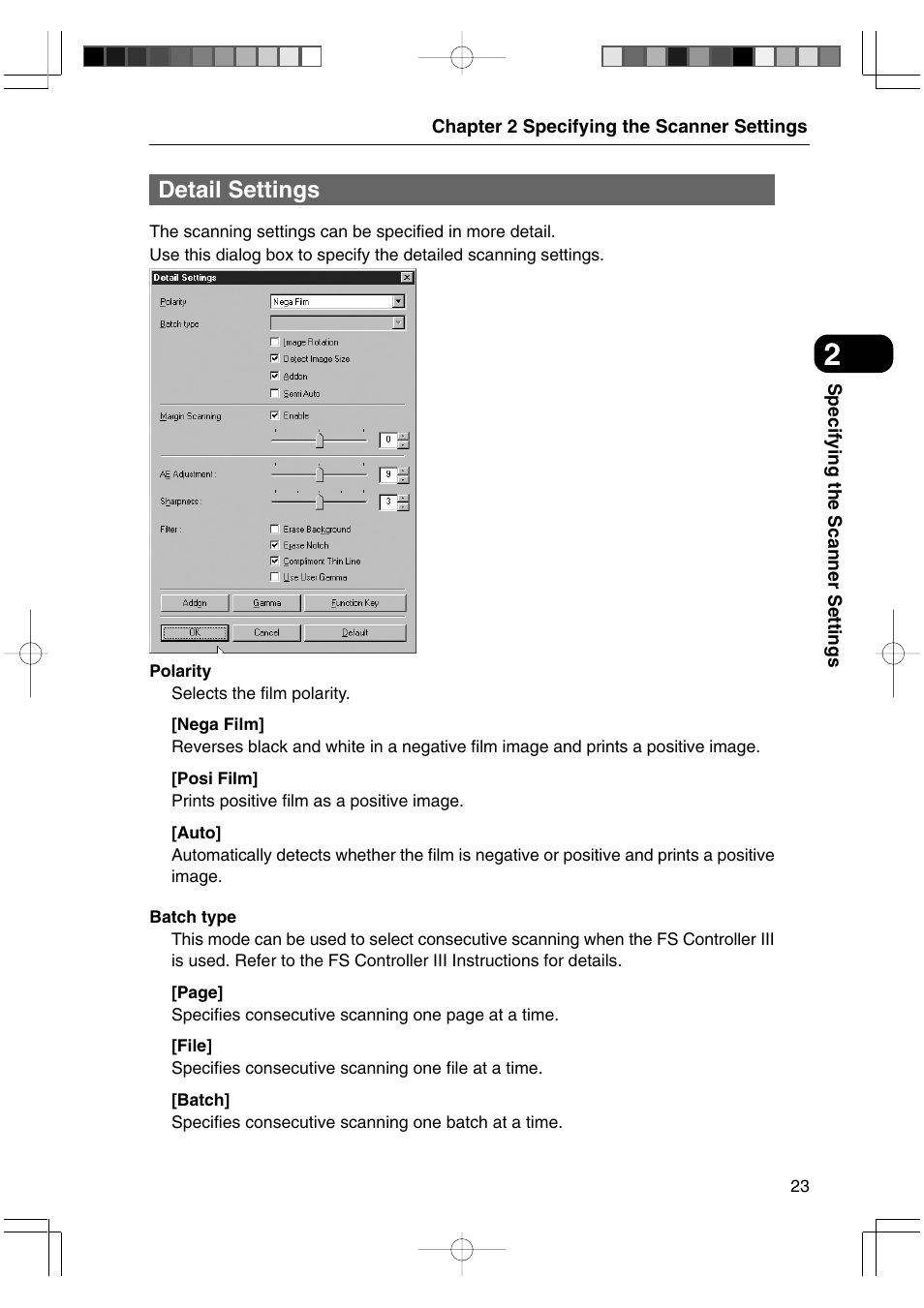 Detail settings | Canon 800II User Manual | Page 23 / 60