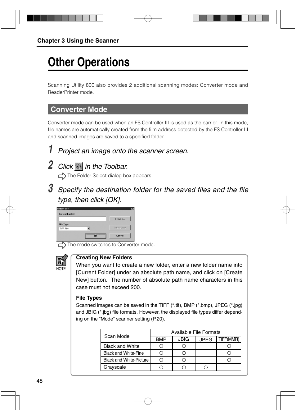 Other operations, Converter mode | Canon 800II User Manual | Page 48 / 60