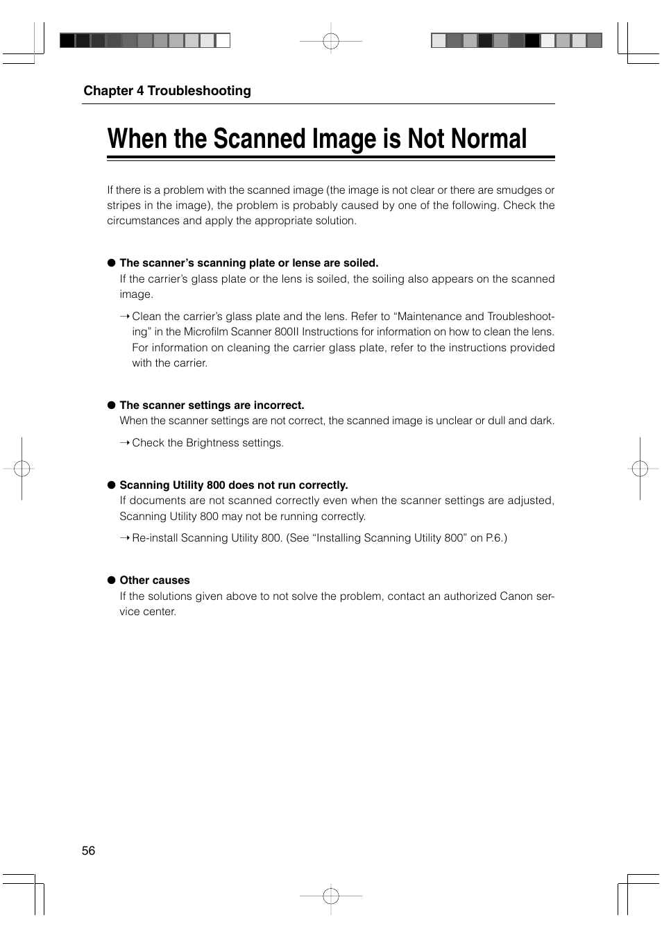 When the scanned image is not normal | Canon 800II User Manual | Page 56 / 60