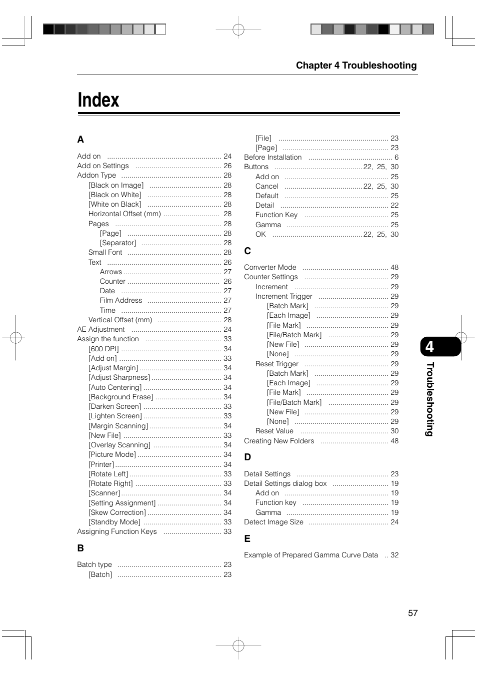 Index | Canon 800II User Manual | Page 57 / 60