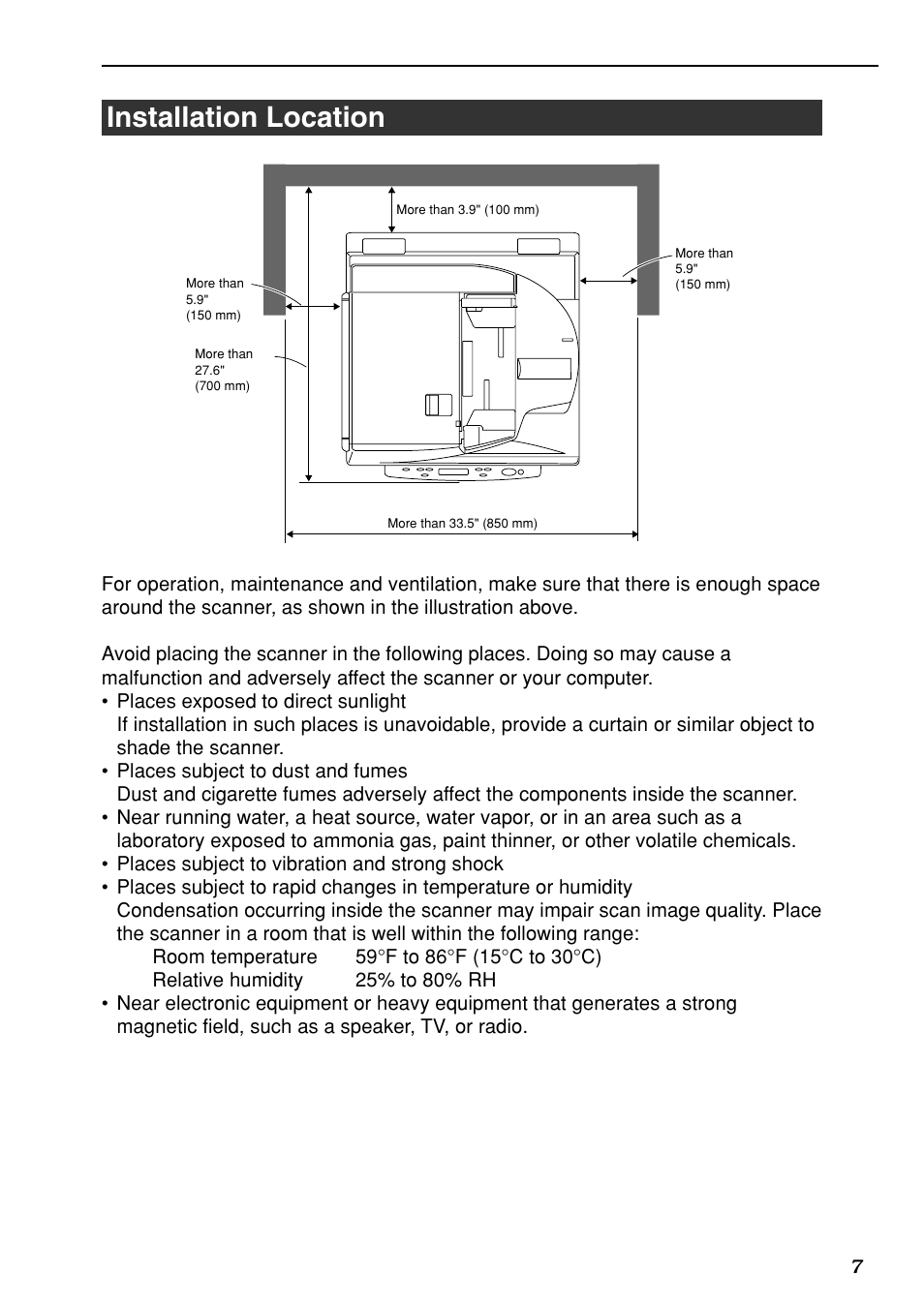 Installation location | Canon DR-7080C User Manual | Page 11 / 112