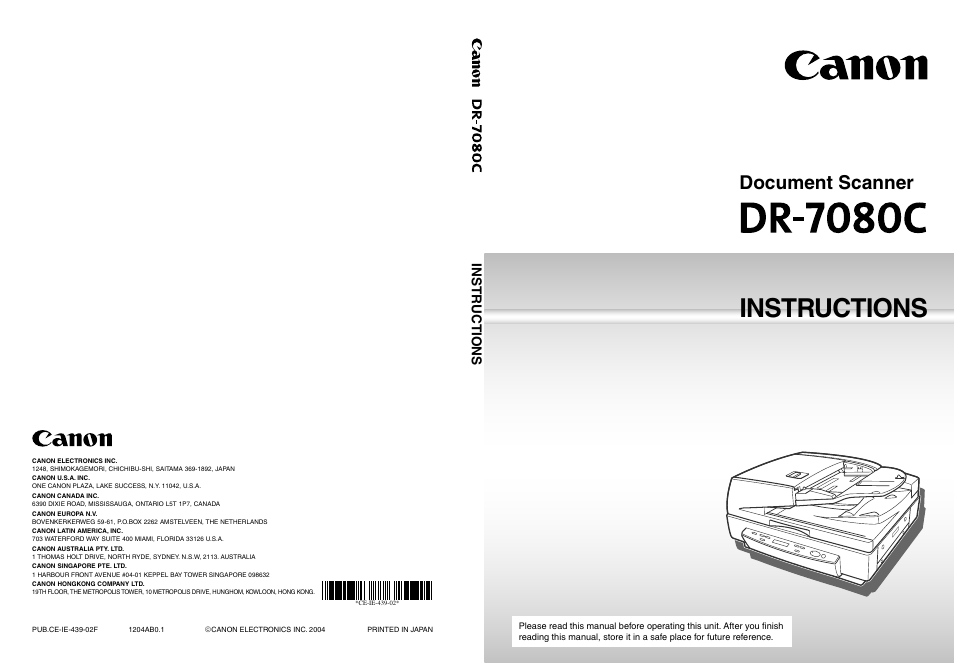 Instructions, Document scanner, Instr uctions | English | Canon DR-7080C User Manual | Page 112 / 112