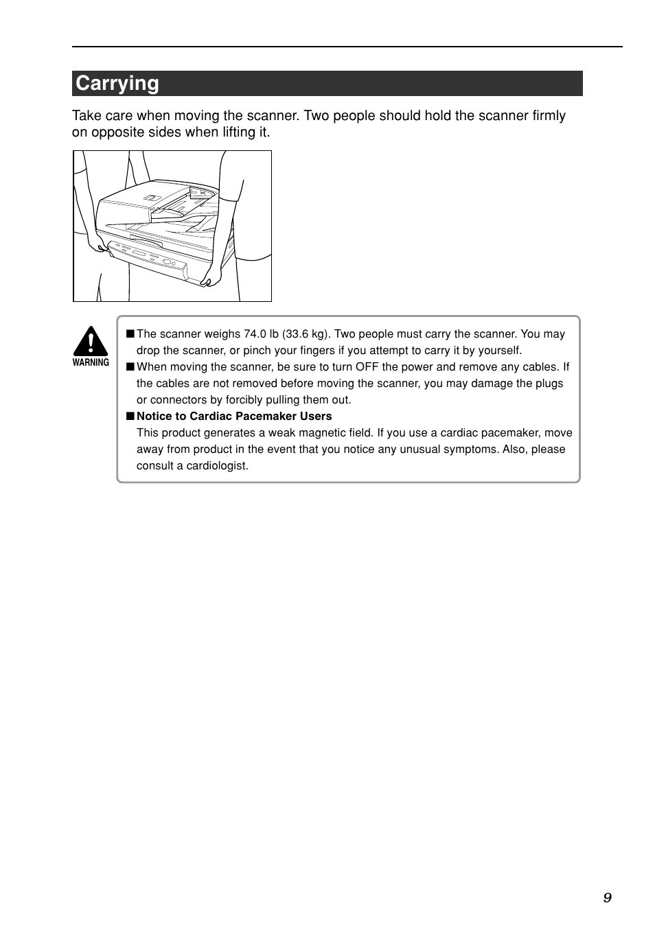 Carrying | Canon DR-7080C User Manual | Page 13 / 112