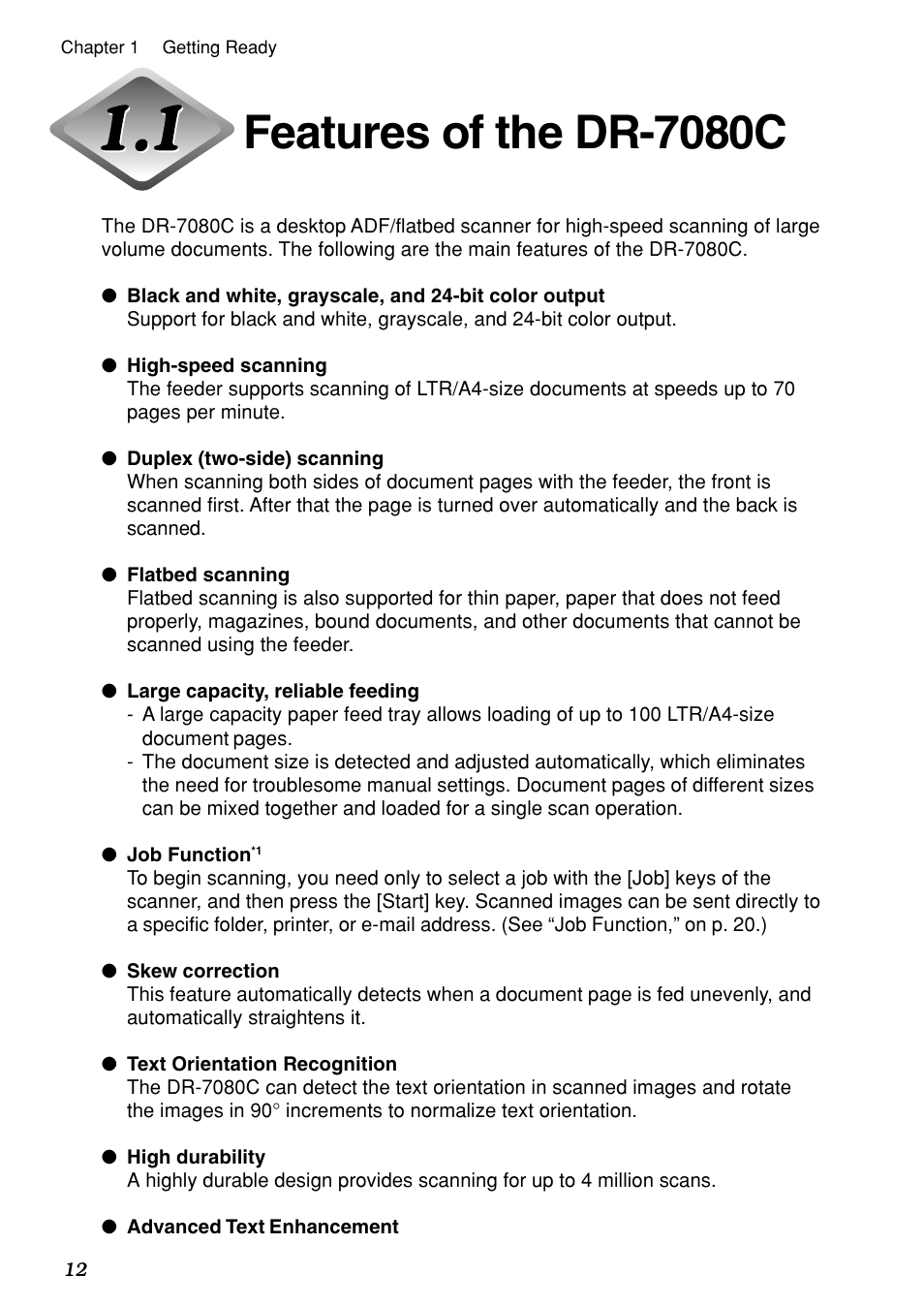 Features of the dr-7080c | Canon DR-7080C User Manual | Page 16 / 112