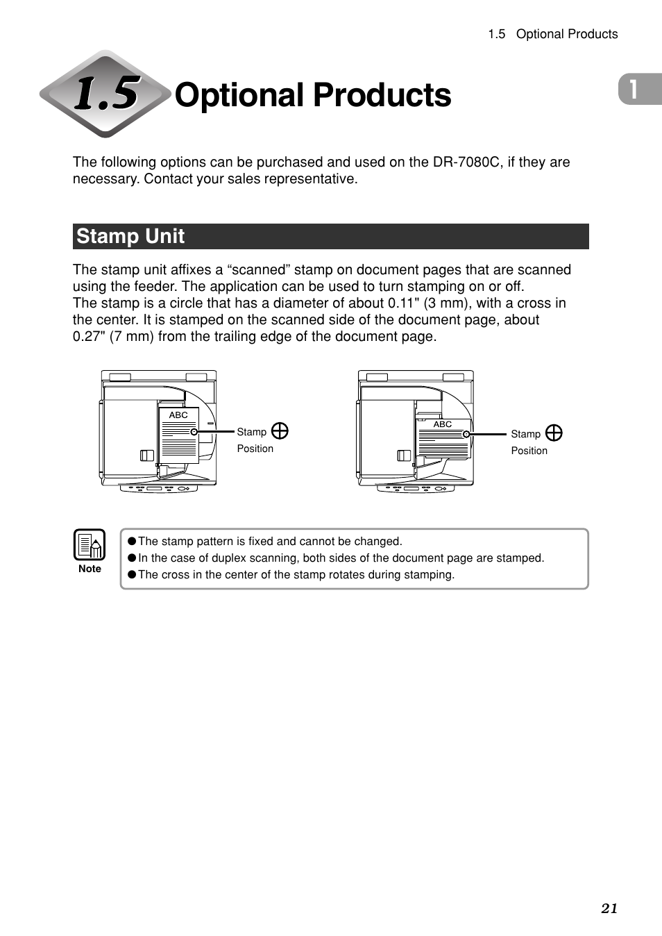 Optional products, Stamp unit | Canon DR-7080C User Manual | Page 25 / 112