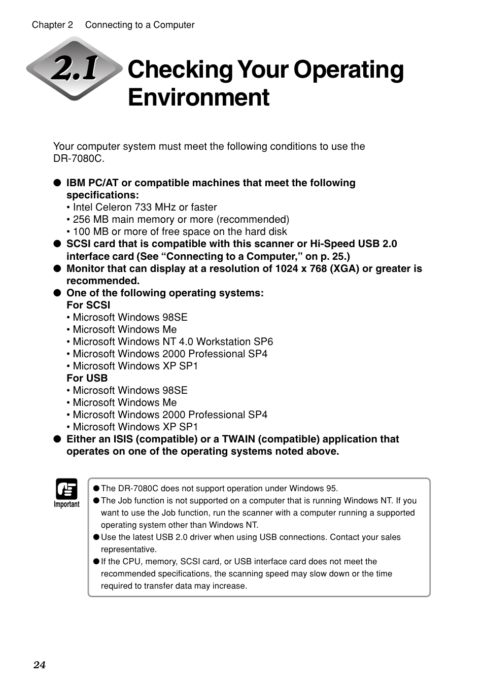 Checking your operating environment | Canon DR-7080C User Manual | Page 28 / 112