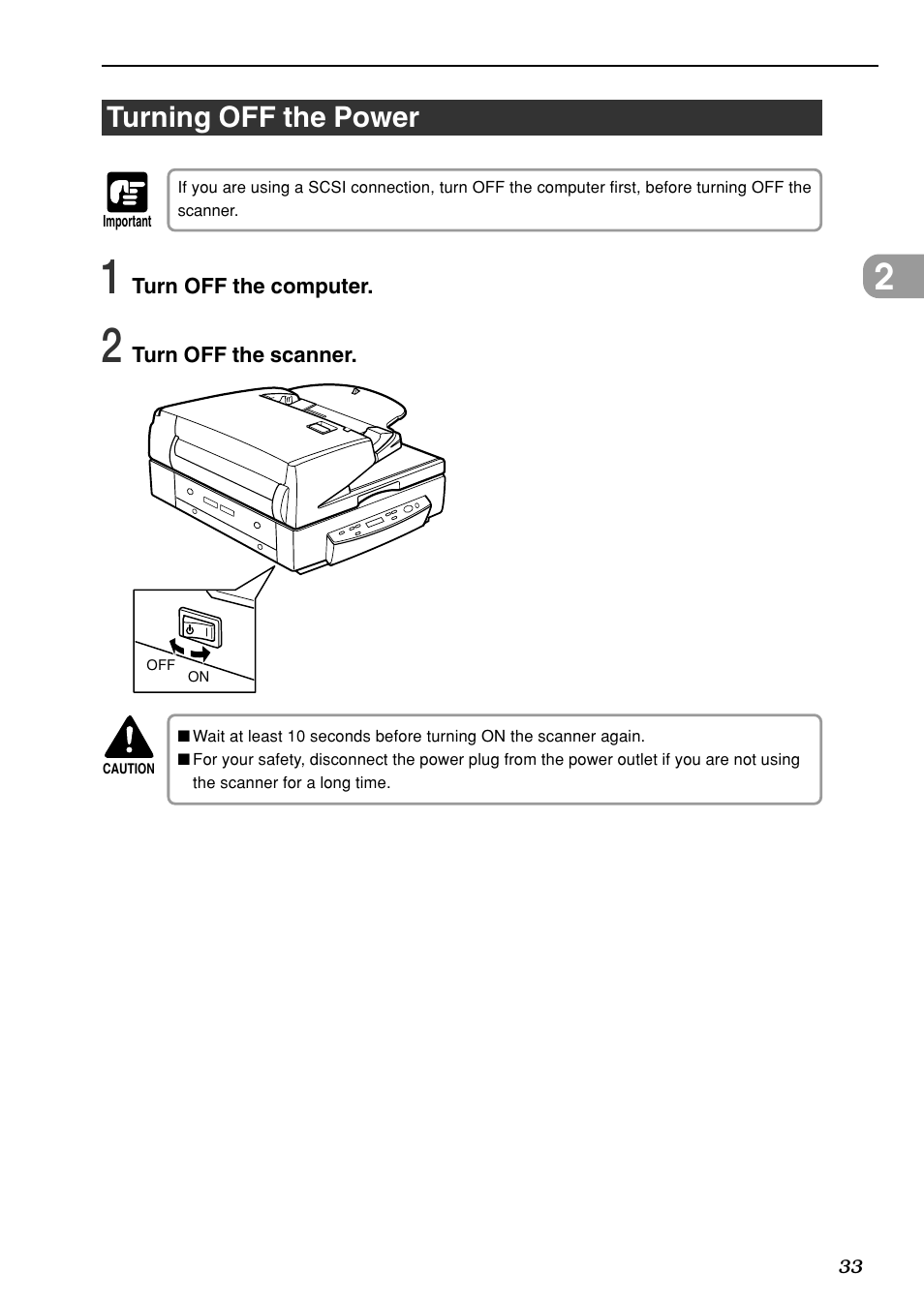 Turning off the power | Canon DR-7080C User Manual | Page 37 / 112