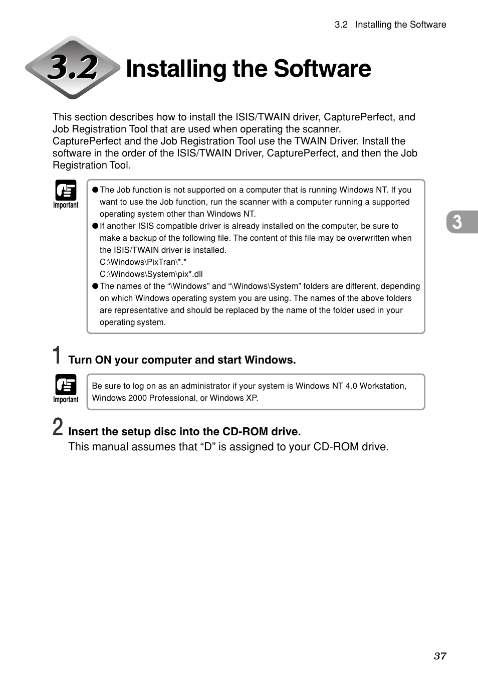 Installing the software | Canon DR-7080C User Manual | Page 41 / 112